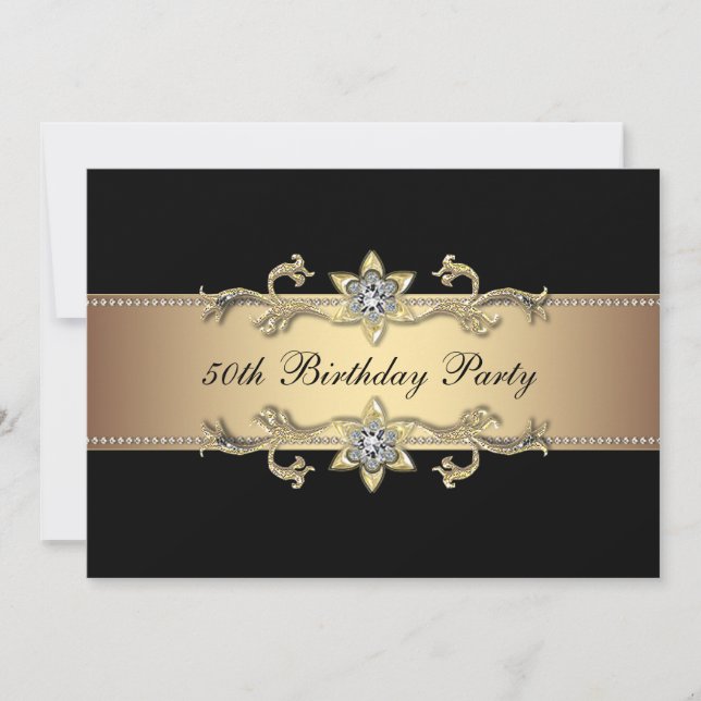 Svart kvinnor i Guld, 50:e födelsedagsinbjudan Inbjudningar (Framsida)