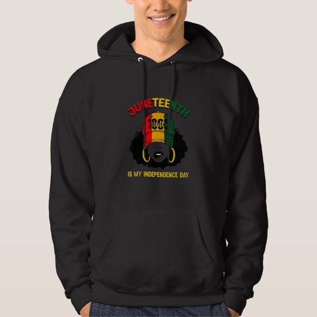 Svart kvinnor Junth Day Firar Independence 18 Hoodie (Framsida)