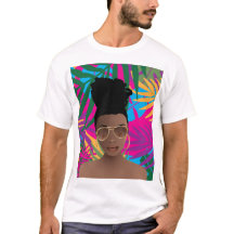 Svart kvinnor med solglasögon, tropiska färgade Lö