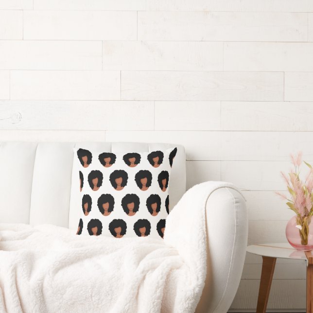 Svart kvinnor, Naturligt Hair Afro Mönster Kudde (Soffa)