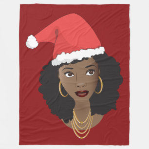 Svart kvinnor, Red Santa Hat, jul, Red Fleecefilt