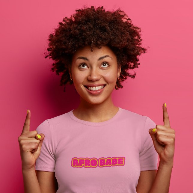 Svart kvinnor, Rosa Afro Babe Text T-Shirt (Afro Babe Text T Shirt)