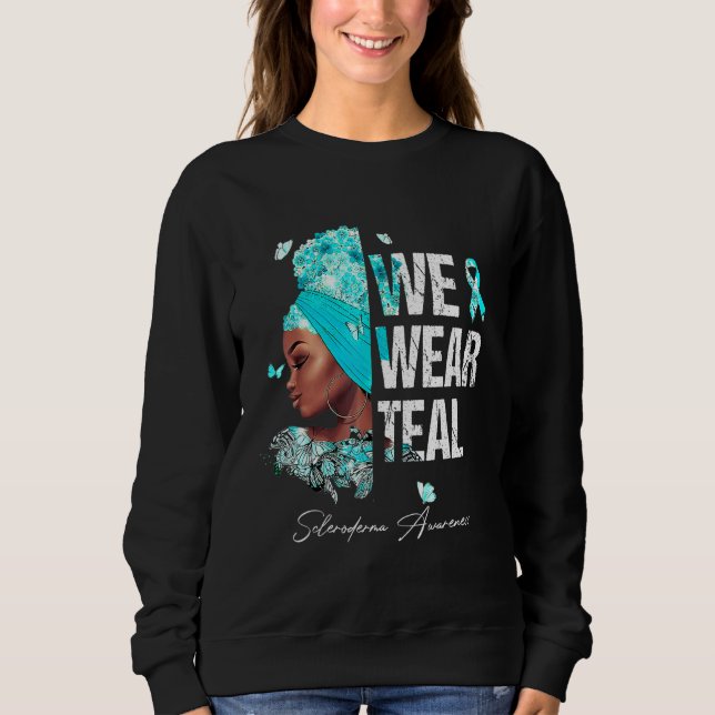 Svart kvinnor Vi Bära Teal Scleroderma Awareness 1 T Shirt (Framsida)