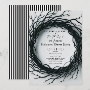 Svart kvist Elegant höst Halloween middagskväll Inbjudningar
