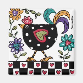 Svart kycklingmagnet magnet