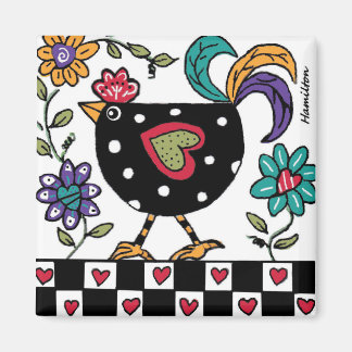 Svart kycklingmagnet magnet