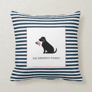 svart lab American Flagga Personlig Family Namn Kudde