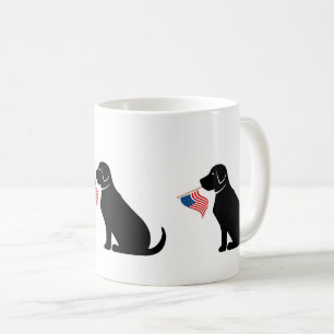 Svart lab amerikansk Flagga Patriotic USA Coffee M Kaffemugg