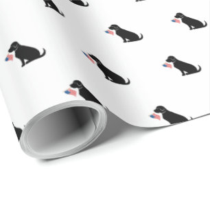 Svart lab amerikansk Flagga USA Preppy Pet Kärlek Presentpapper