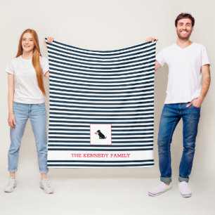 Svart lab amerikanska Flagga FAMILY NAMN Patriotic Fleecefilt