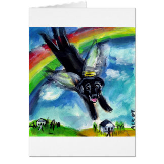 Svart lab ängel hälsningskort