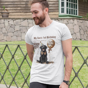 Svart lab Anpassningsbarna Far vid födelsedagen T Shirt