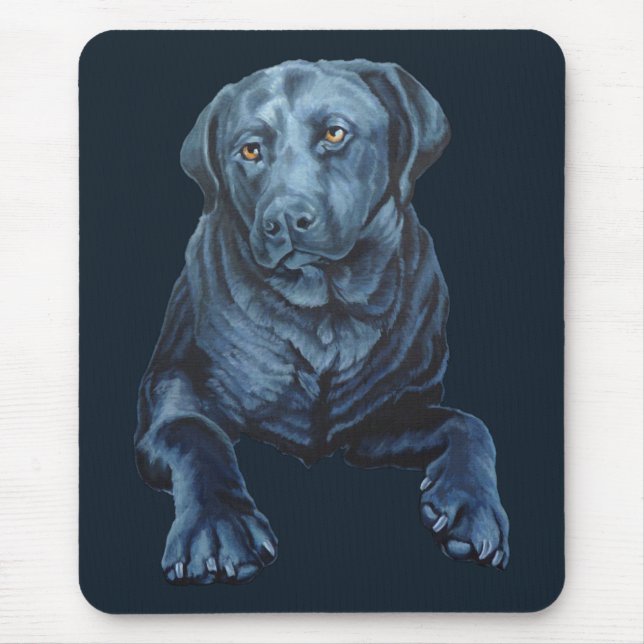 Svart lab Art Mousepad Labrador Retriever Hund Gif Musmatta (Framsidan)