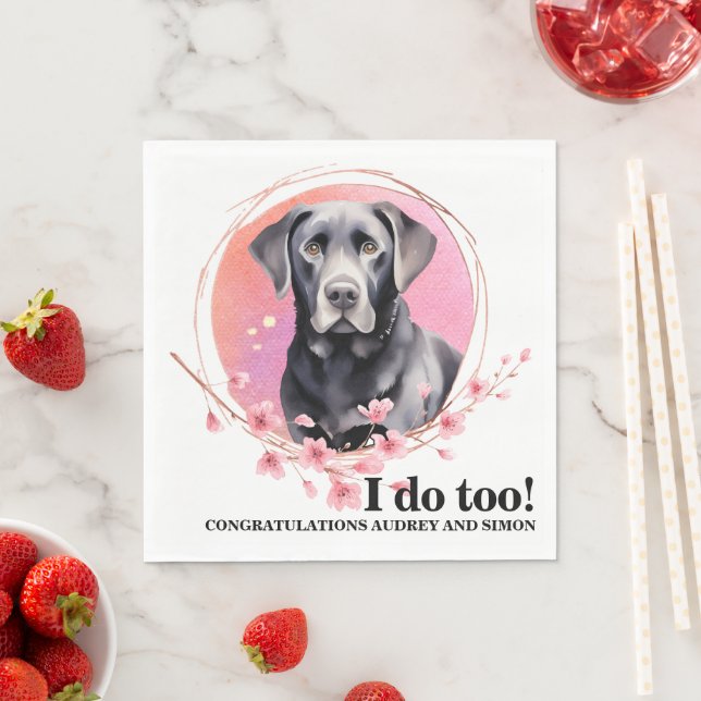 Svart lab Bröllop-blöjor med Hundar foto Pappersservett (Insitu)