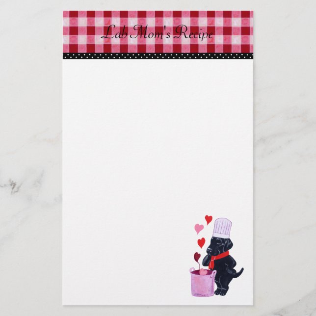 Svart lab Chef Recipe Stationary Gingham (Framsida)