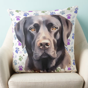 svart lab - Cute Hund Natature - Black Labrador Kudde