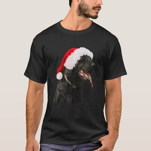 Svart lab Cute Hund Santa Hat jul Labrador Re T Shirt (Framsida)