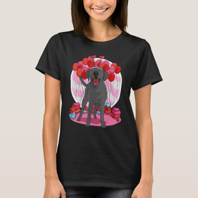Svart lab Cute Labrador Retriever Heart Valentine T Shirt (Framsida)