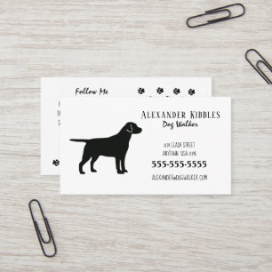 svart lab Dog Walker Visitkort