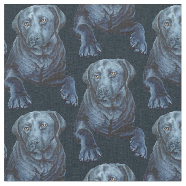 Svart lab Fabric Blue Hund Fabric Hund Tyg (Närbild)