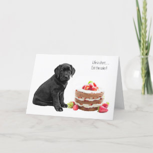 Svart Lab Födelsedags Kort - Hund Kaka Födelsedag