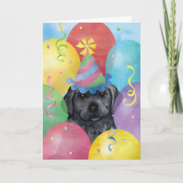 Svart lab födelsedagsballonger kort