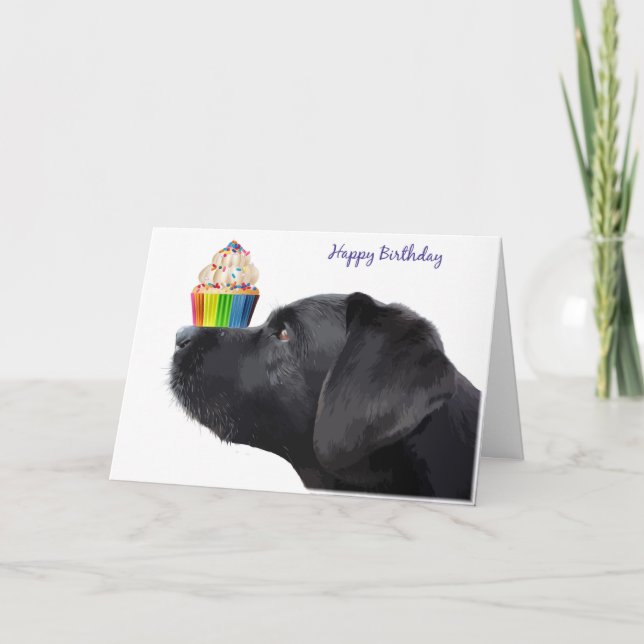 Svart lab födelsedagskort - Hund födelsedag Kort (Framsida)