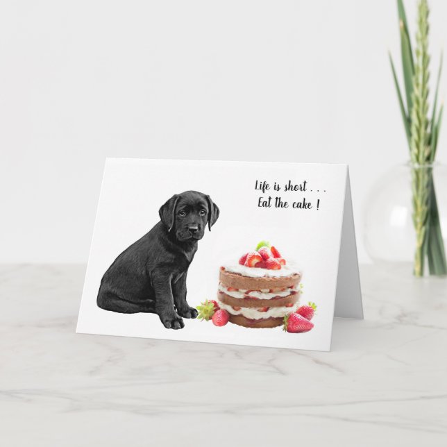 Svart lab födelsedagskort - Hund - födelsedagsdag Kort (Framsida)