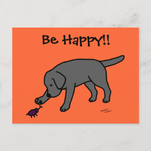 svart lab Friendly Tecknad Black Labrador Vykort