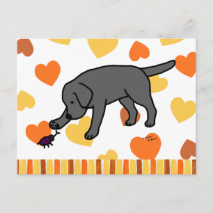 Svart lab Friendly Tecknad Black Labrador Vykort