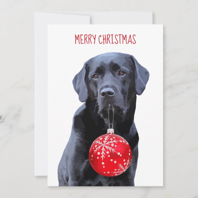 Svart lab God jul - Cute Labrador Hund Inbjudningar (Framsida)