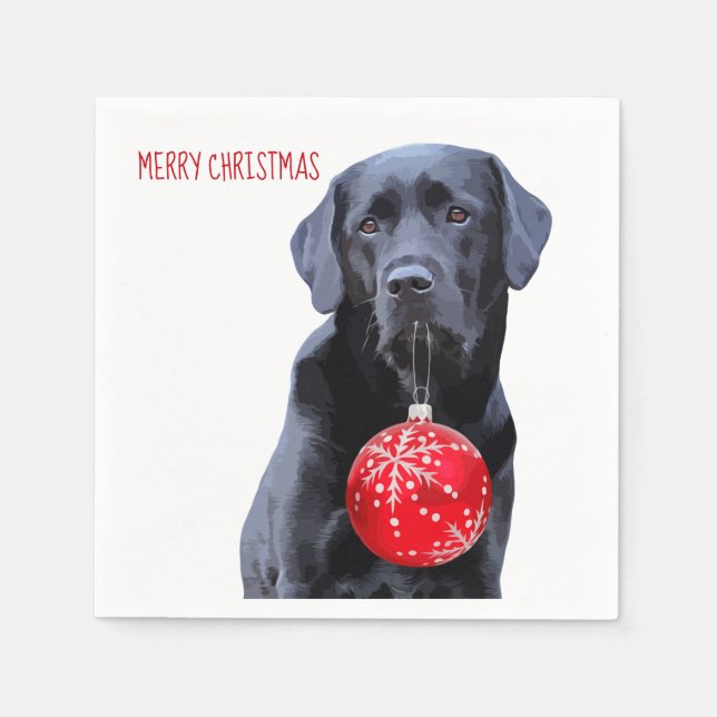 Svart lab God jul - Cute Labrador Hund Pappersservett (Framsidan)
