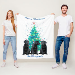 Svart lab God jul Cute Puppy Labrador Fleecefilt