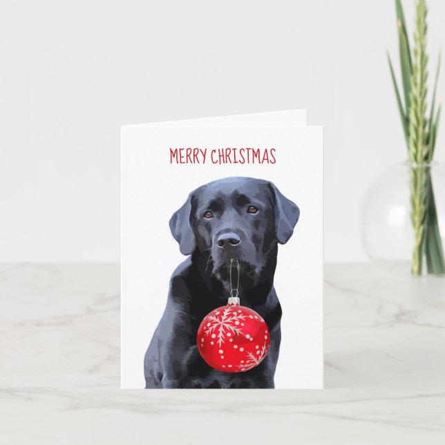 Svart lab God jul - Labrador Cute Hund Helgkort (Framsida)