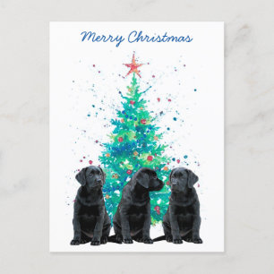 svart lab God jul Labrador Cute Hund Puppy Helg Vykort
