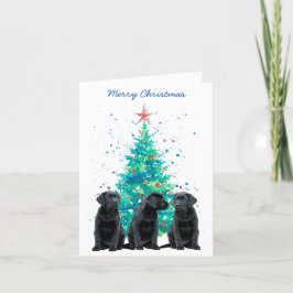 Svart lab God jul Labrador Cute Hund Puppy Helgkort