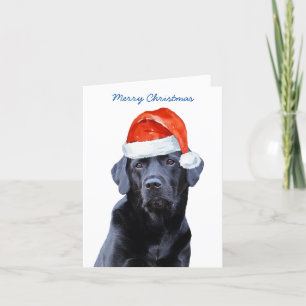 Svart lab God jul Labrador Cute Santa Hund Helgkort