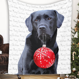 Svart lab God jul Labrador Fleecefilt