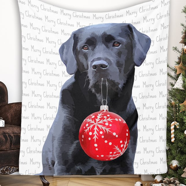 Svart lab God jul Labrador Fleecefilt (Skapare uppladdad)