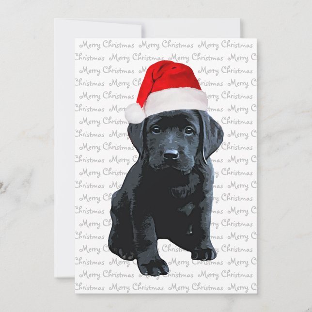 Svart lab God jul Labrador Hund Santa Puppy Julkort (Framsida)