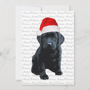 Svart lab God jul Labrador Hund Santa Puppy Julkort