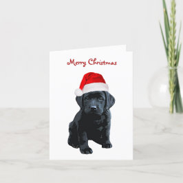 Svart lab God jul Labrador Puppy Santa Hund Helgkort