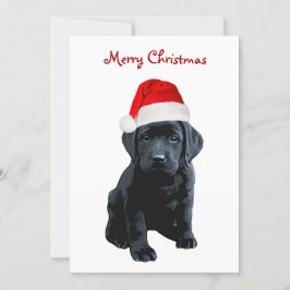 Svart lab God jul Labrador Puppy Santa Hund Julkort