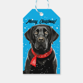 Svart lab God jul Labrador Retriever Presentetikett