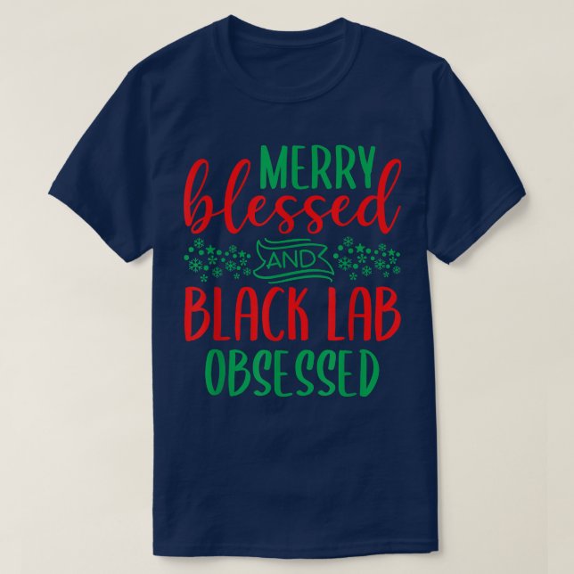 Svart lab God jul Labrador Retriever T Shirt (Design framsida)