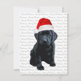 Svart lab God jul Labrador Santa Puppy Hund Julkort