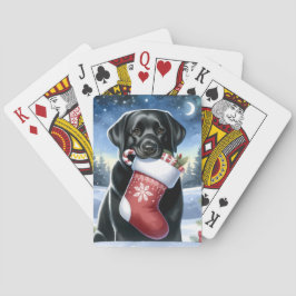 Svart lab God jul- Puppy Cute Hund Labrador Casinokort