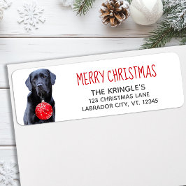 Svart lab God jul Red Labrador Cute Hund Returadress Etikett