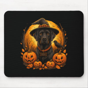 Svart Lab Halloween Häxa Hatt Labrador Hund Pumpa Musmatta