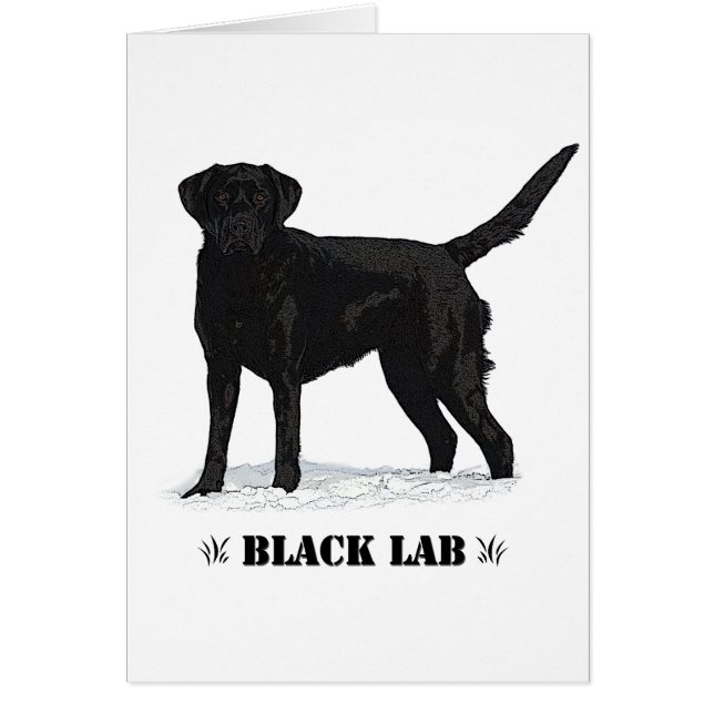 Svart lab hälsningskort (Framsidan)
